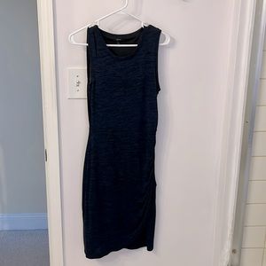 Ruched black and navy sweater dress